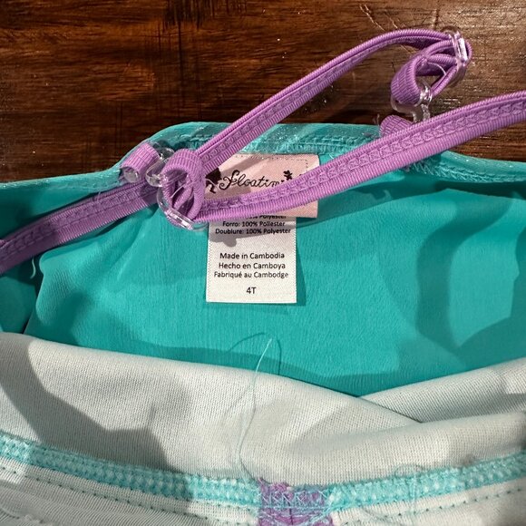 🤩Mermaid Swimsuit Turquoise Toddler Girls Size 4T - Picture 6 of 6